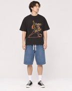 Mockup Boxy Heavyweight Tee Black male full-body 03