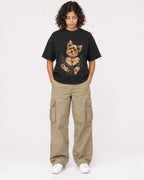 Mockup Boxy Heavyweight Tee Black female full-body 26