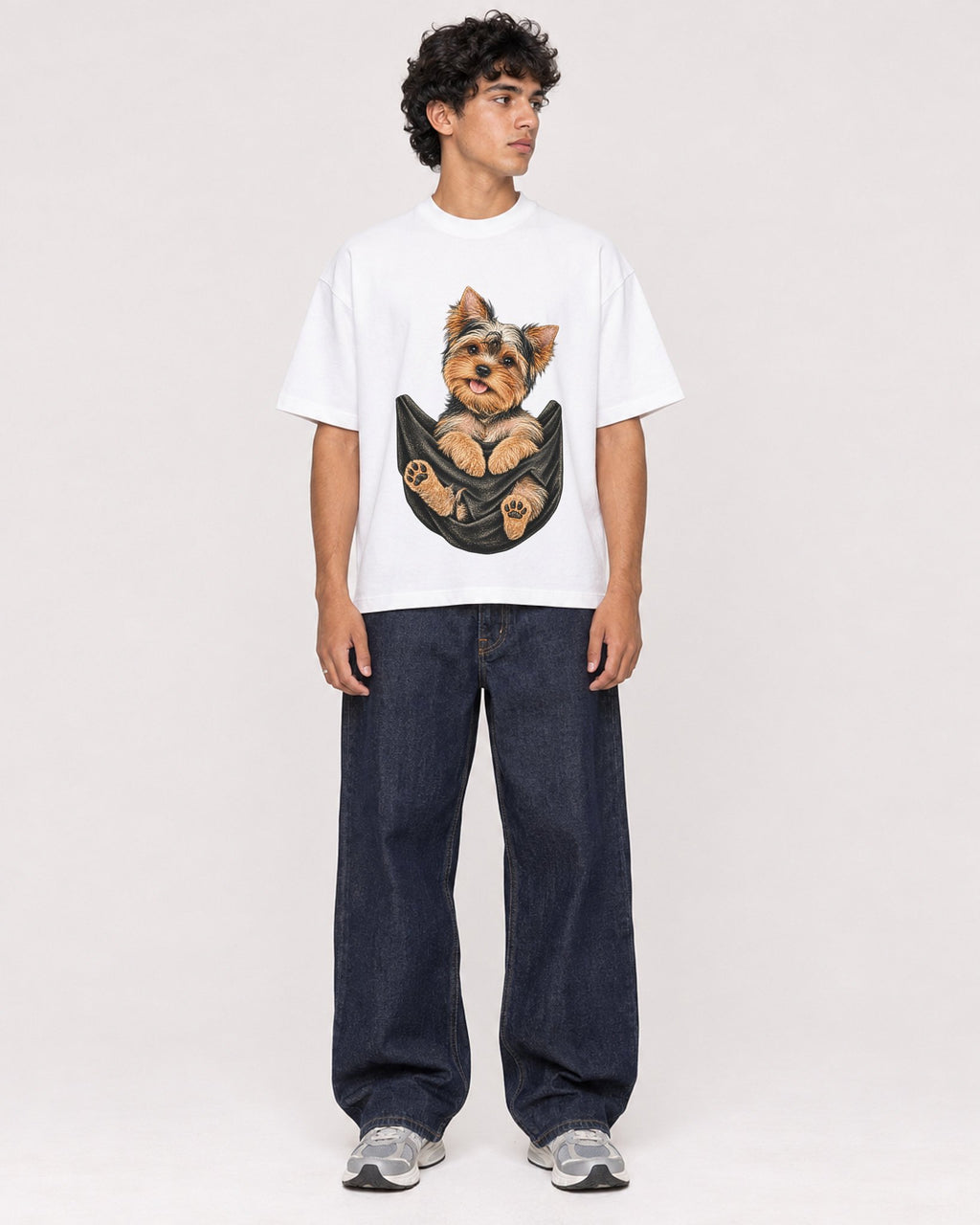 Mockup Boxy Heavyweight Tee White male full-body 26