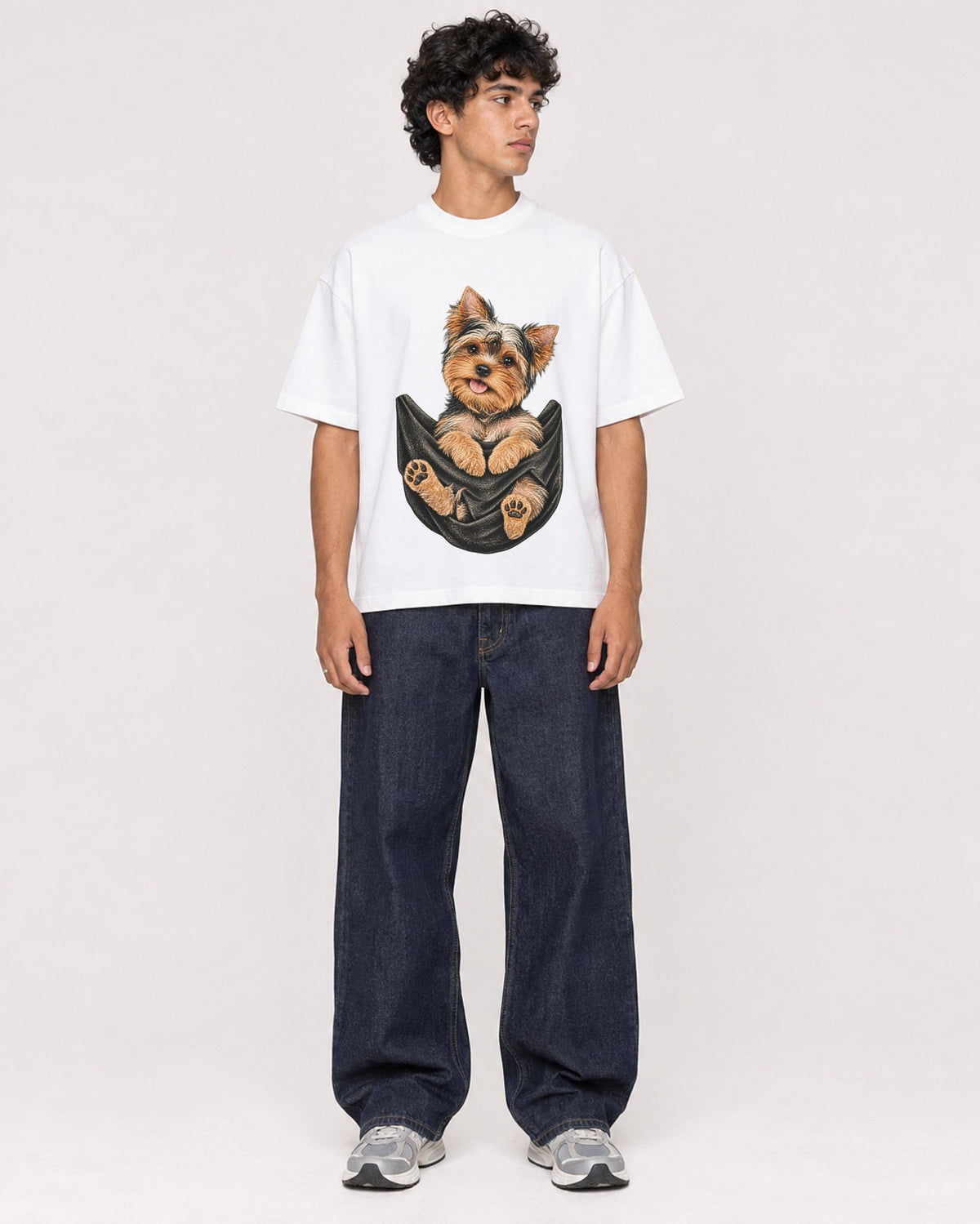 Mockup Boxy Heavyweight Tee White male full-body 26