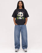 Mockup Boxy Heavyweight Tee Black female full-body 04