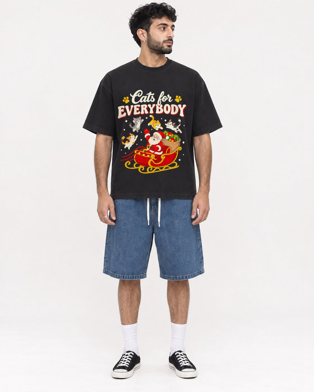 Mockup Boxy Heavyweight Tee Black male full-body 07