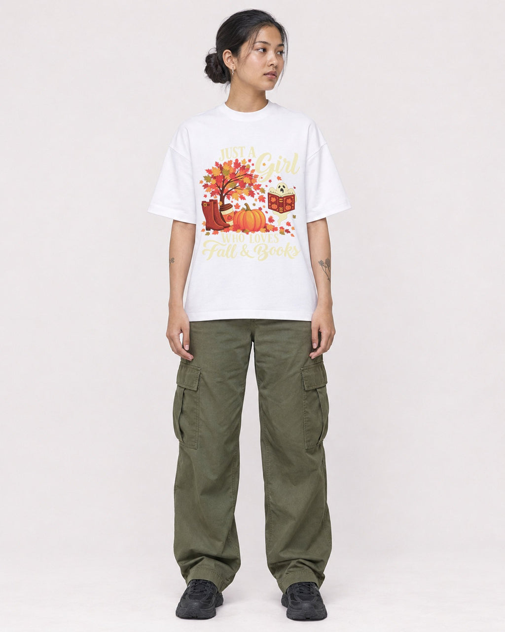 Mockup Boxy Heavyweight Tee White female full-body 12