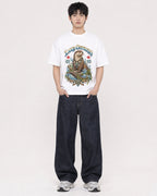 Mockup Boxy Heavyweight Tee White male full-body 01