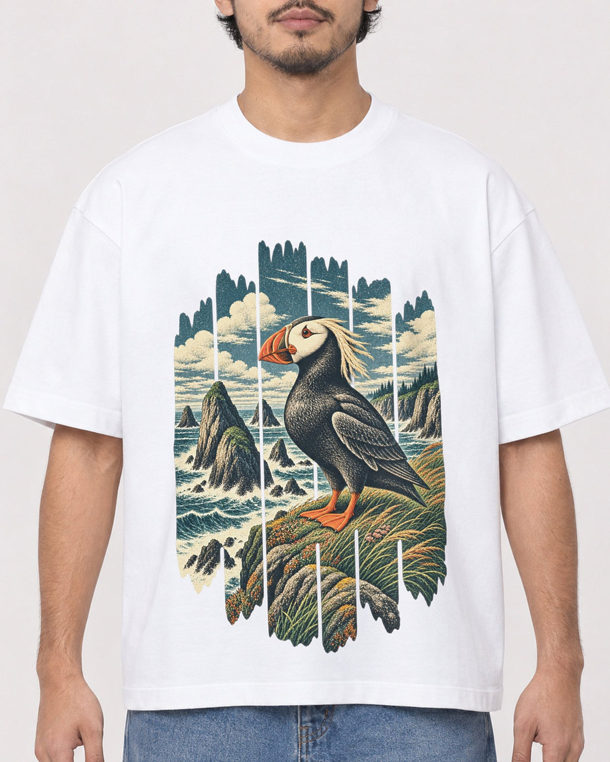 Mockup Boxy Heavyweight Tee White male close-up 02