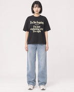 Mockup Boxy Heavyweight Tee Black female full-body 11