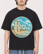 Mockup Boxy Heavyweight Tee Black male close-up 03