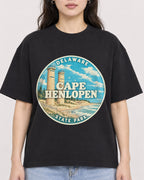 Mockup Boxy Heavyweight Tee Black female close-up 03