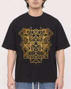 Mockup Boxy Heavyweight Tee Black male close-up 03