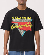 Mockup Boxy Heavyweight Tee Black male close-up 15
