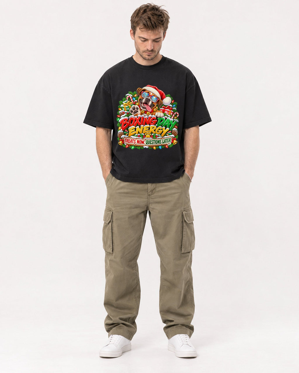Mockup Boxy Heavyweight Tee Black male full-body 08