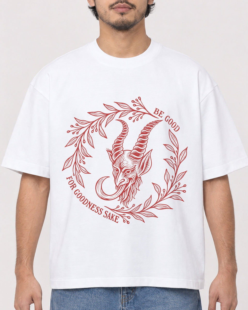 Mockup Boxy Heavyweight Tee White male close-up 02