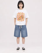 Mockup Boxy Heavyweight Tee White female full-body 11