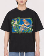 Mockup Boxy Heavyweight Tee Black male close-up 11