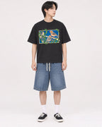 Mockup Boxy Heavyweight Tee Black male full-body 11