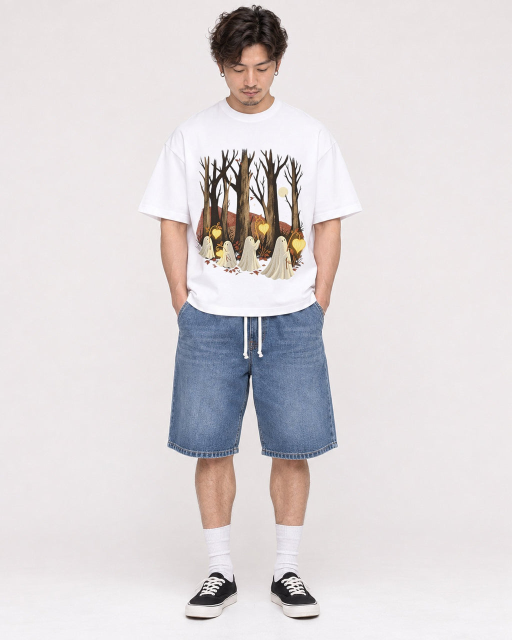 Mockup Boxy Heavyweight Tee White male full-body 03