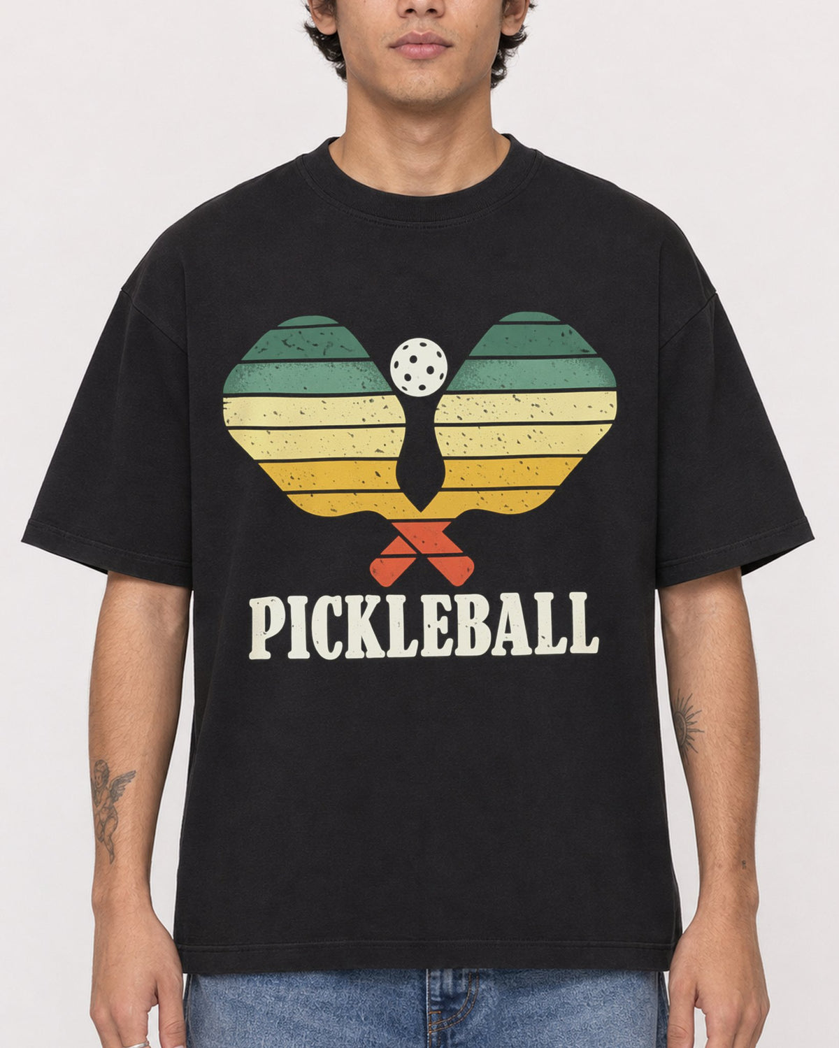 Mockup Boxy Heavyweight Tee Black male close-up 06