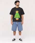 Mockup Boxy Heavyweight Tee Black male full-body 27