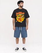 Mockup Boxy Heavyweight Tee Black male full-body 07