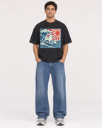 Mockup Boxy Heavyweight Tee Black male full-body 10