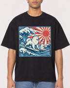 Mockup Boxy Heavyweight Tee Black male close-up 10