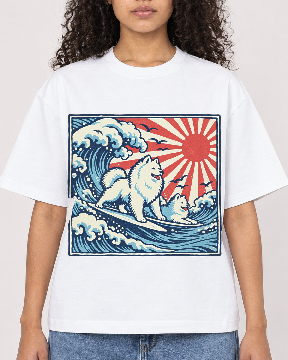 Mockup Boxy Heavyweight Tee White female close-up 10