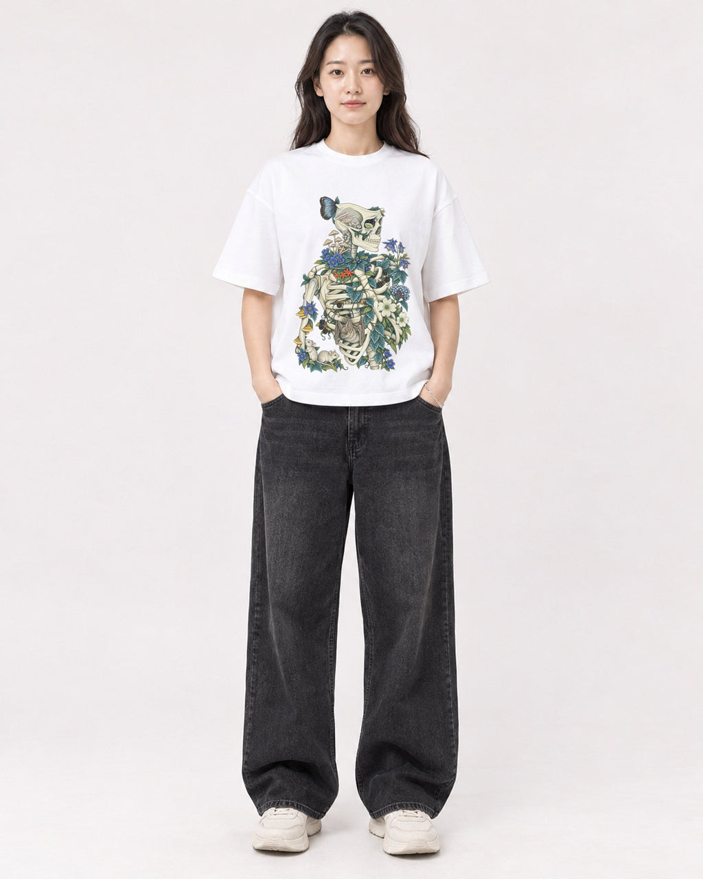 Mockup Boxy Heavyweight Tee White female full-body 03