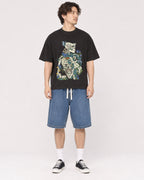 Mockup Boxy Heavyweight Tee Black male full-body 03