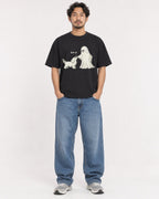 Mockup Boxy Heavyweight Tee Black male full-body 02