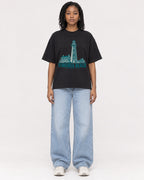 Mockup Boxy Heavyweight Tee Black female full-body 15