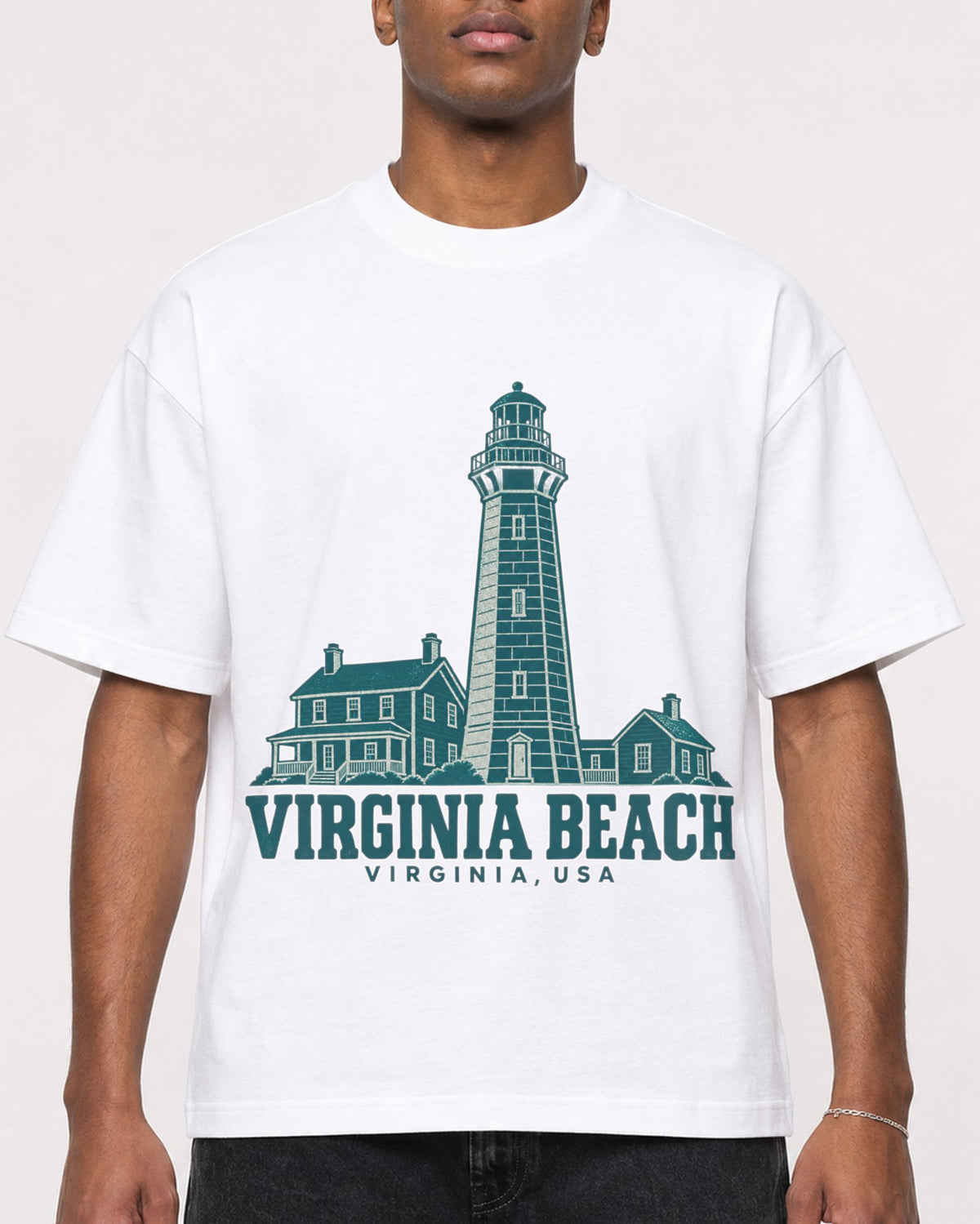 Mockup Boxy Heavyweight Tee White male close-up 15