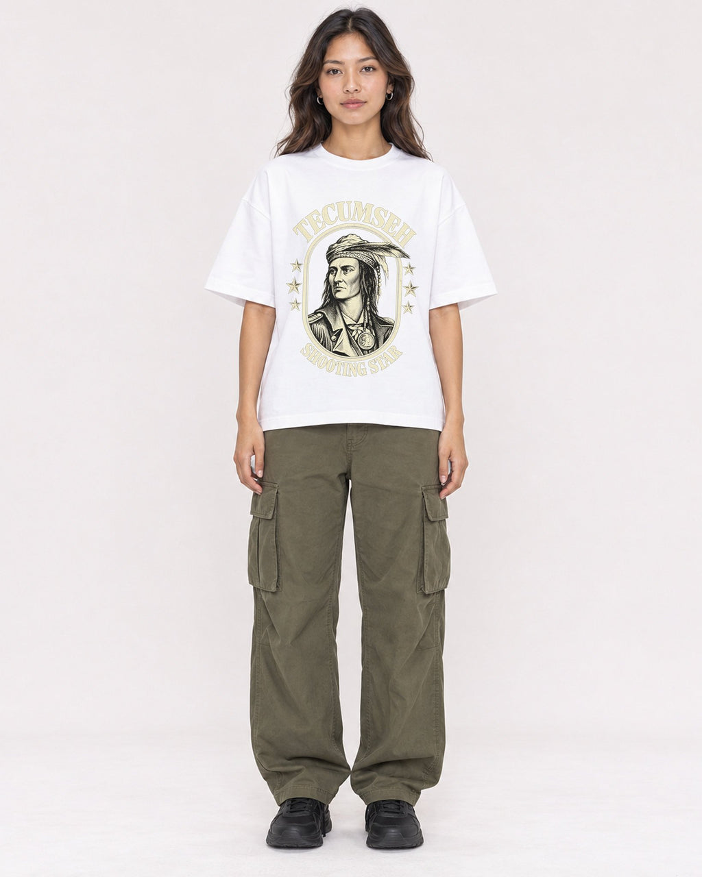 Mockup Boxy Heavyweight Tee White female full-body 02