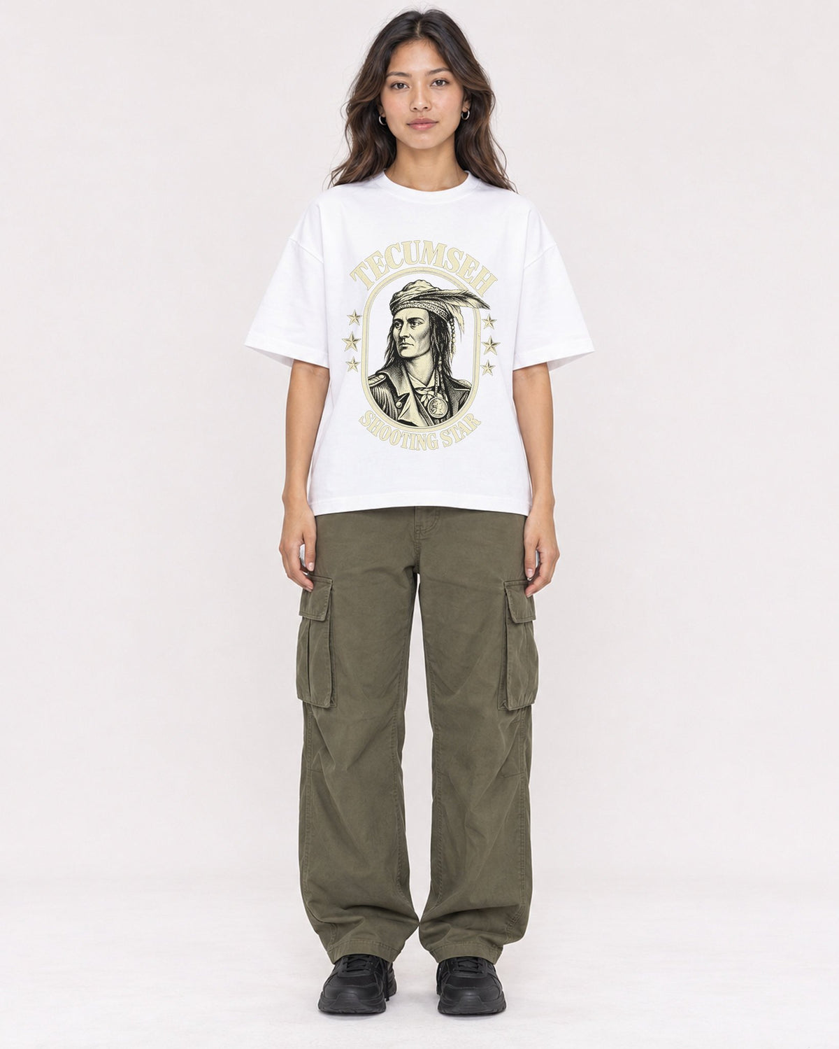 Mockup Boxy Heavyweight Tee White female full-body 02