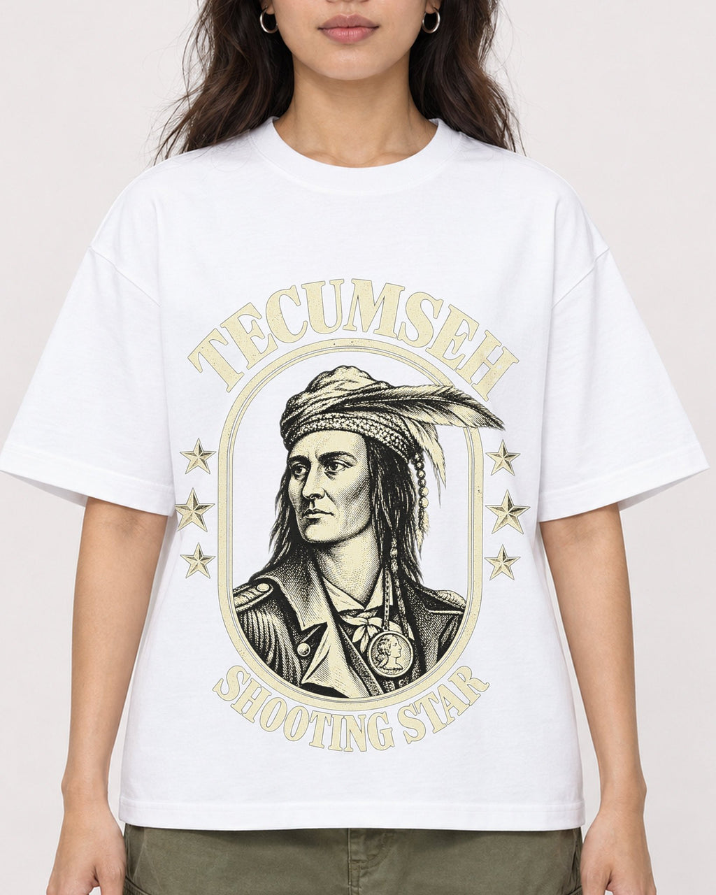 Mockup Boxy Heavyweight Tee White female close-up 02