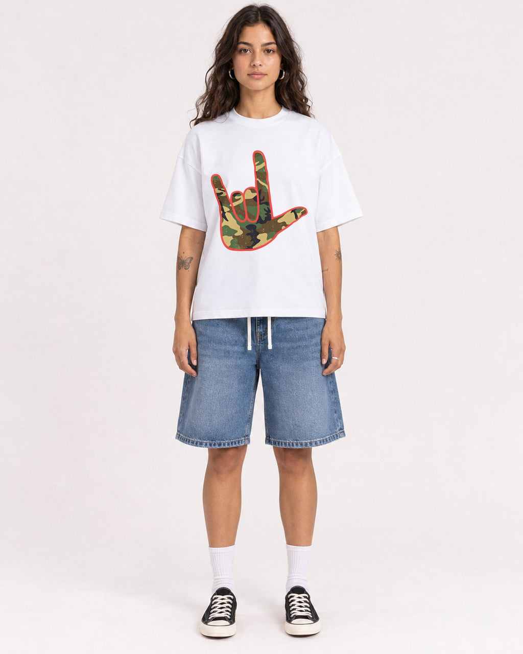 Mockup Boxy Heavyweight Tee White female full-body 06