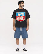 Mockup Boxy Heavyweight Tee Black male full-body 07