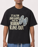 Mockup Boxy Heavyweight Tee Black male close-up 15