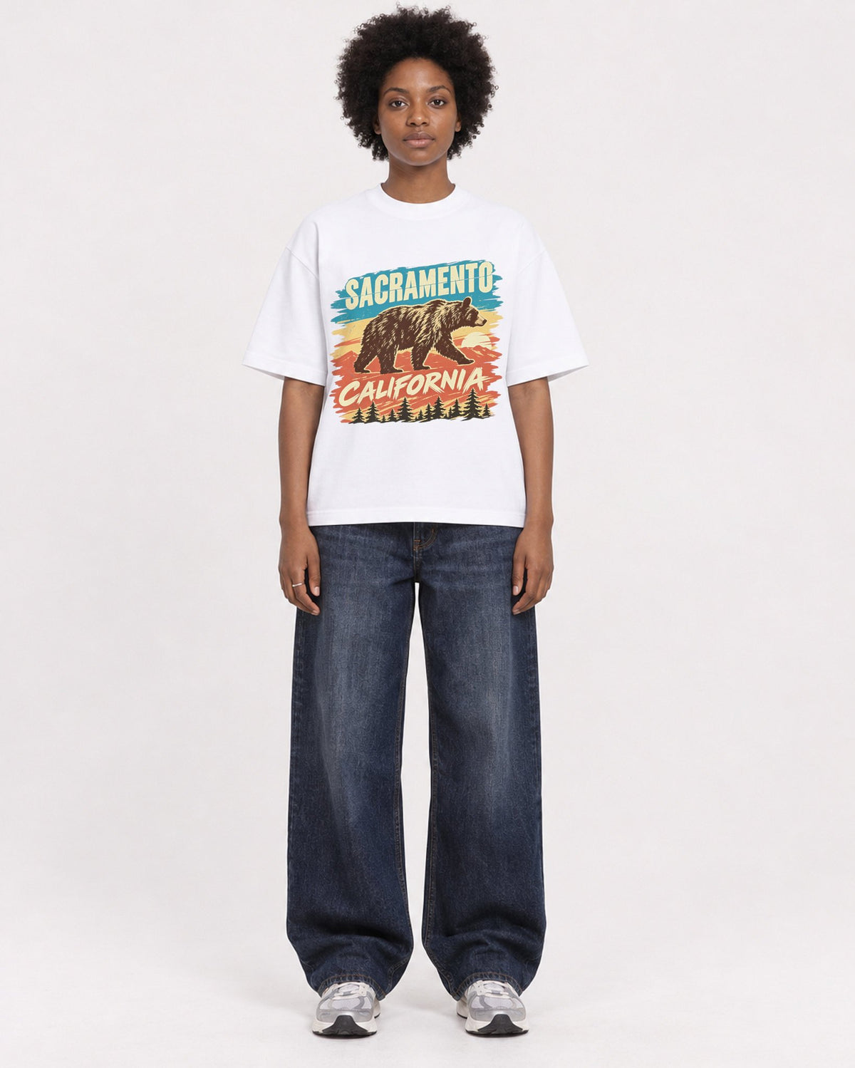 Mockup Boxy Heavyweight Tee White female full-body 14