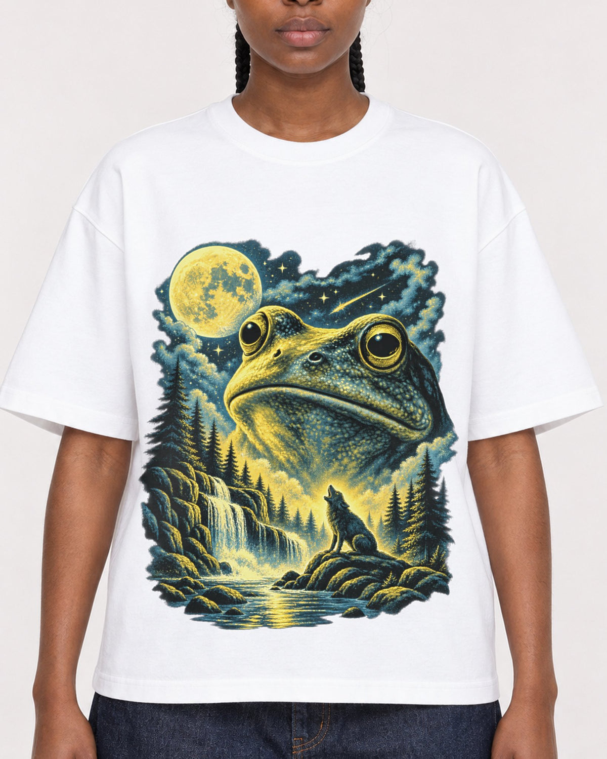 Mockup Boxy Heavyweight Tee White female close-up 44