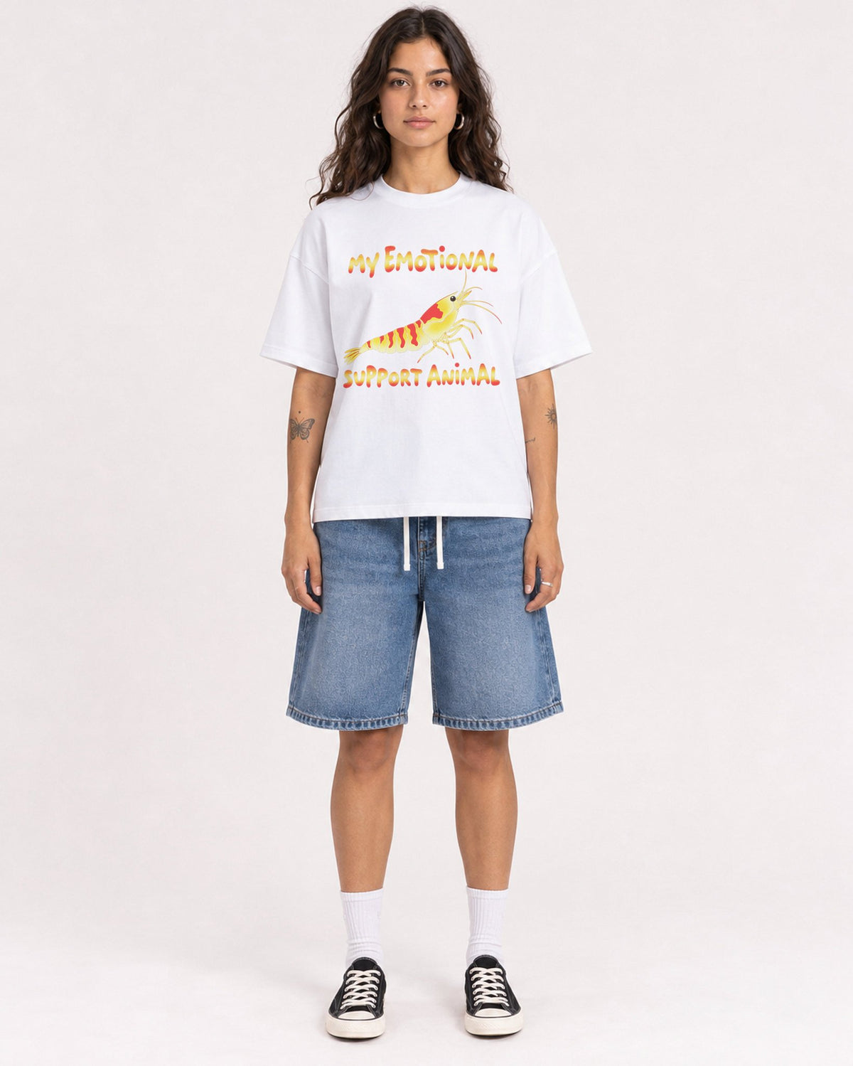 Mockup Boxy Heavyweight Tee White female full-body 06