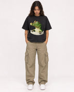 Mockup Boxy Heavyweight Tee Black female full-body 06