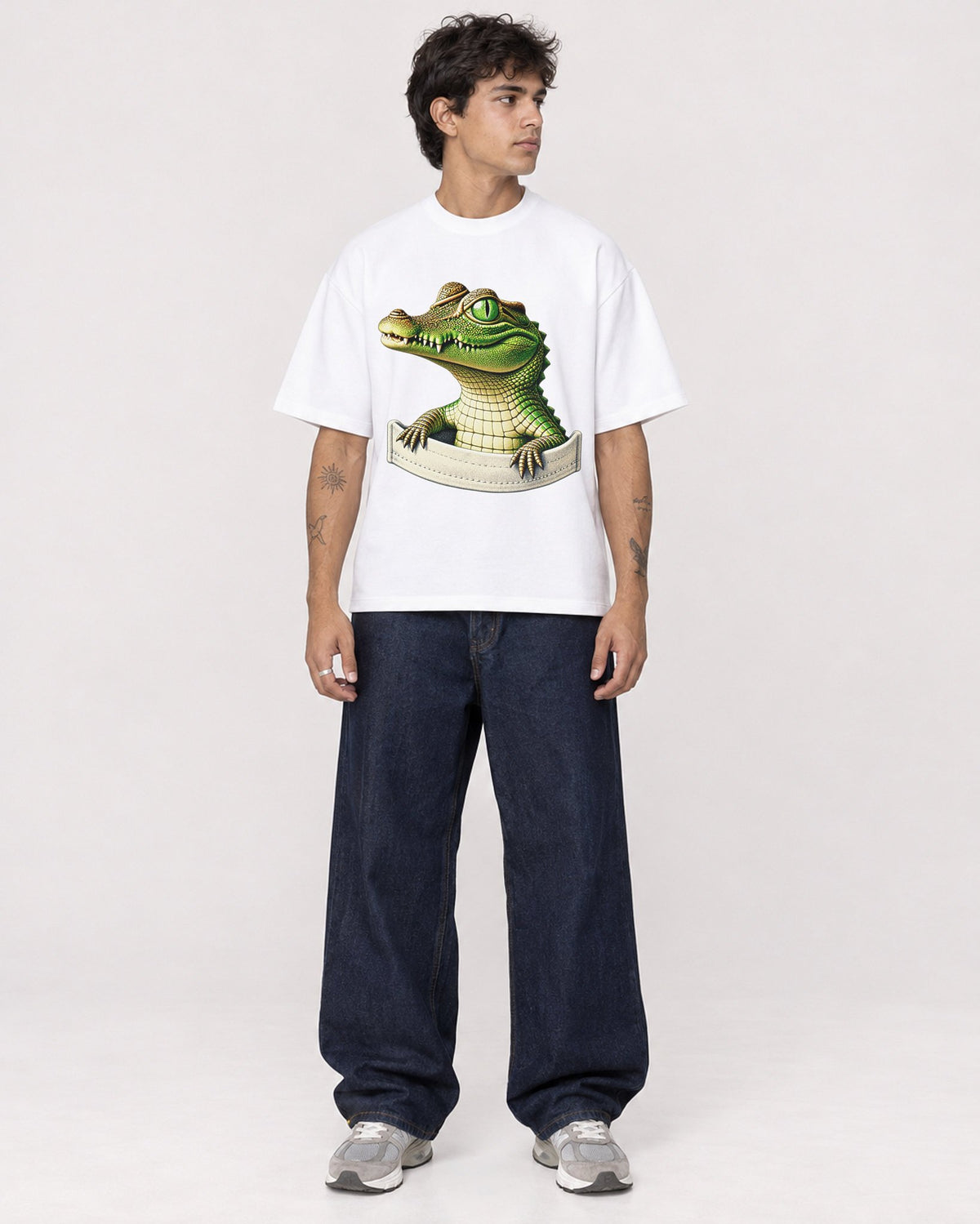 Mockup Boxy Heavyweight Tee White male full-body 06