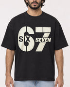 Mockup Boxy Heavyweight Tee Black male close-up 17