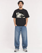 Mockup Boxy Heavyweight Tee Black male full-body 02
