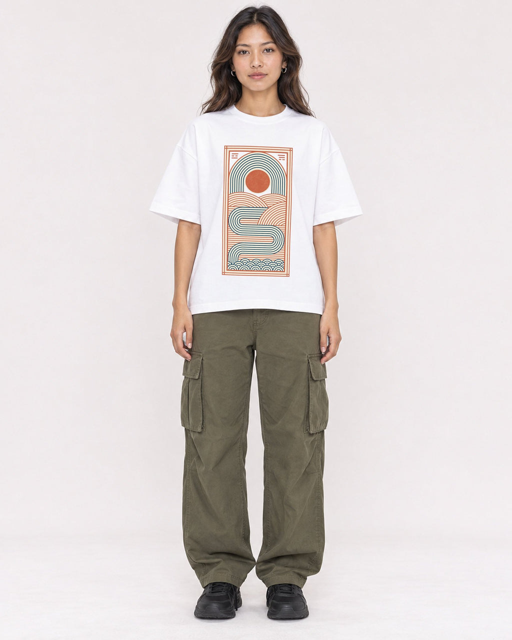Mockup Boxy Heavyweight Tee White female full-body 02
