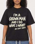 Mockup Boxy Heavyweight Tee Black female close-up 05