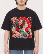 Mockup Boxy Heavyweight Tee Black male close-up 03