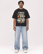 Mockup Boxy Heavyweight Tee Black male full-body 05