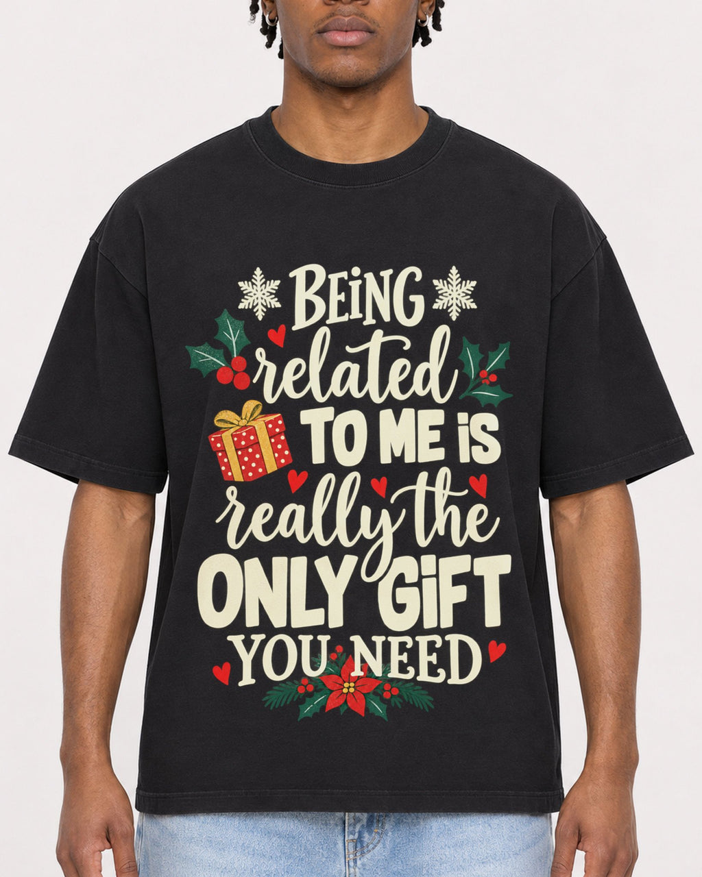 Mockup Boxy Heavyweight Tee Black male close-up 05