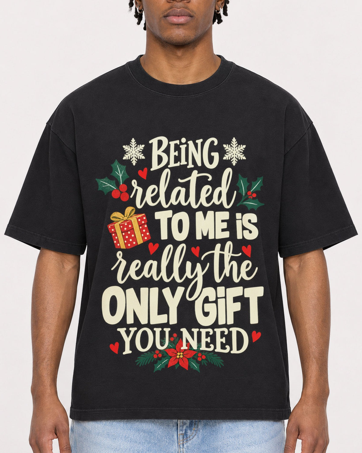 Mockup Boxy Heavyweight Tee Black male close-up 05